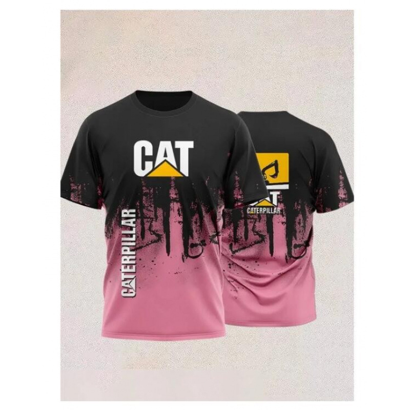 TK人気 CAT掘削機 3D立体インク メンズT アメリカンワークウェア風 通気速乾半袖Tシャツ|undefined