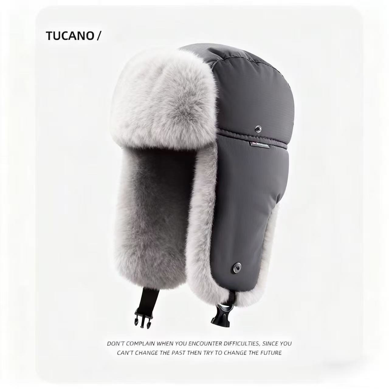 Invierno engrosado gorra de tormenta de moda para hombres y mujeres a prueba de viento cálido gorra de ciclismo de orejas esponjosa cadena gorra de vuelo de algodón