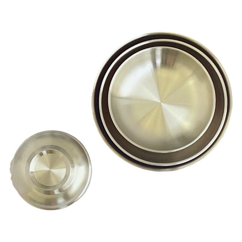 Plato de acero inoxidable 304, plato coreano de circonio dorado de doble capa para encurtidos, plato para condimentos para restaurante, plato para remojar, cuenco para suplemento alimenticio