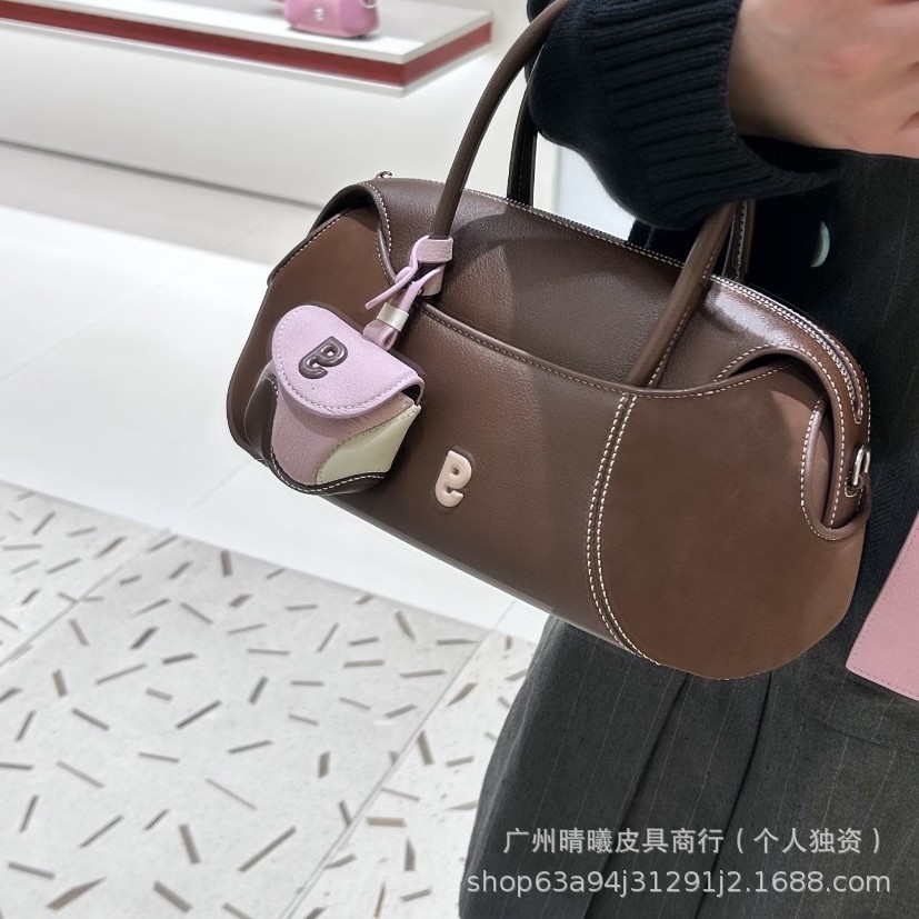 KUNOGIGI Boston Baseball Bag Medium Retro Handbag Crossbody Bag for Women - Thumbnail 3