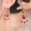 Asymmetrical festive red universal advanced cartoon earrings, for luck, high-quality style