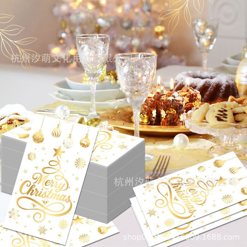 CZJ132 ゴールデンレタークリスマスツリーロングペーパータオルクリスマスパーティーデコレーション使い捨てペーパータオル|undefined
