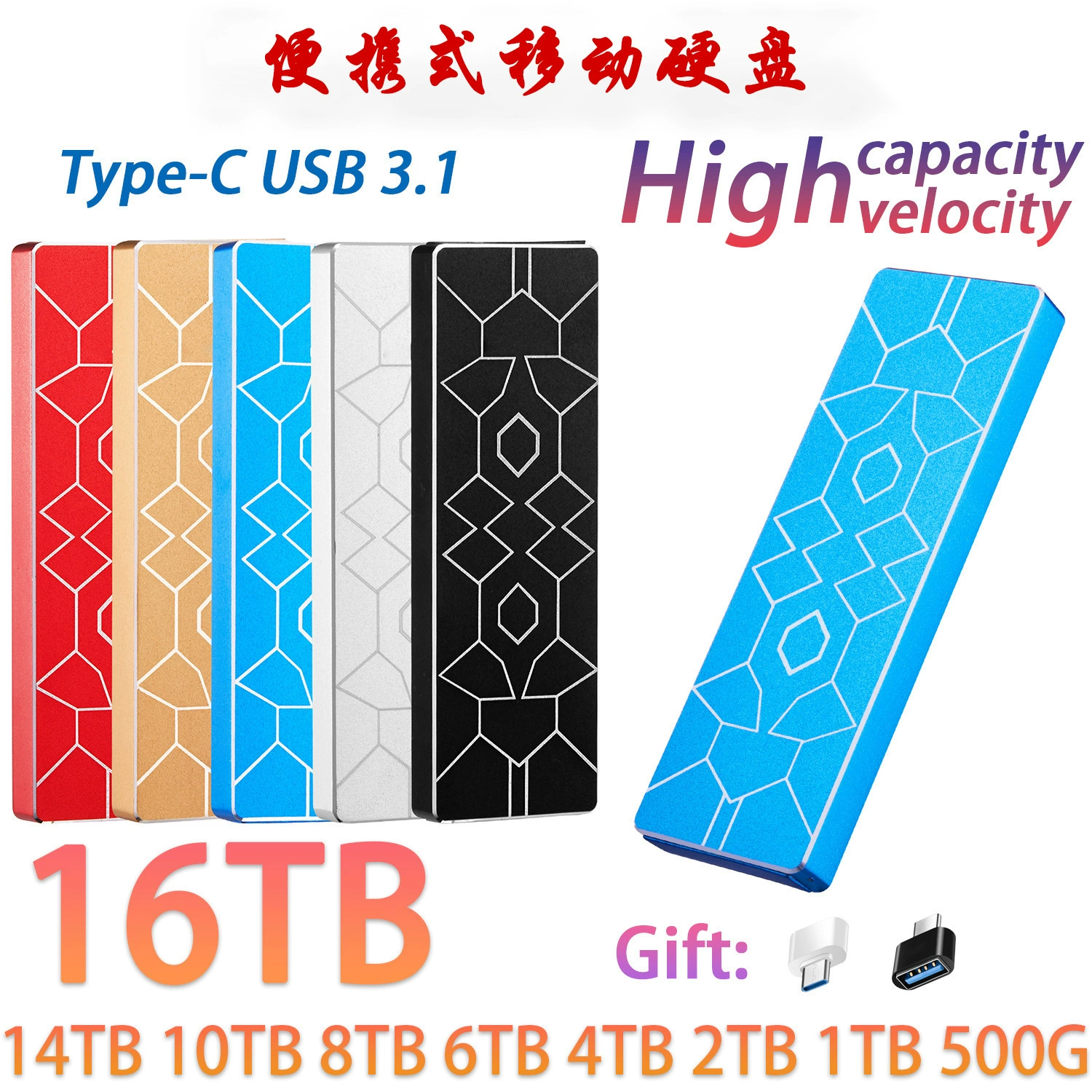 Cross-border foreign trade dedicated to mobile solid-state hard disk expansion upgrade 500G-128TB external high-speed mobile hard disk
