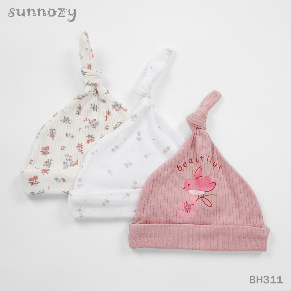 0-6 meses 3 piezas de gorras de lanugo de algodón puro, gorras de bebé lindo europeo y americano, gorras de algodón para bebés