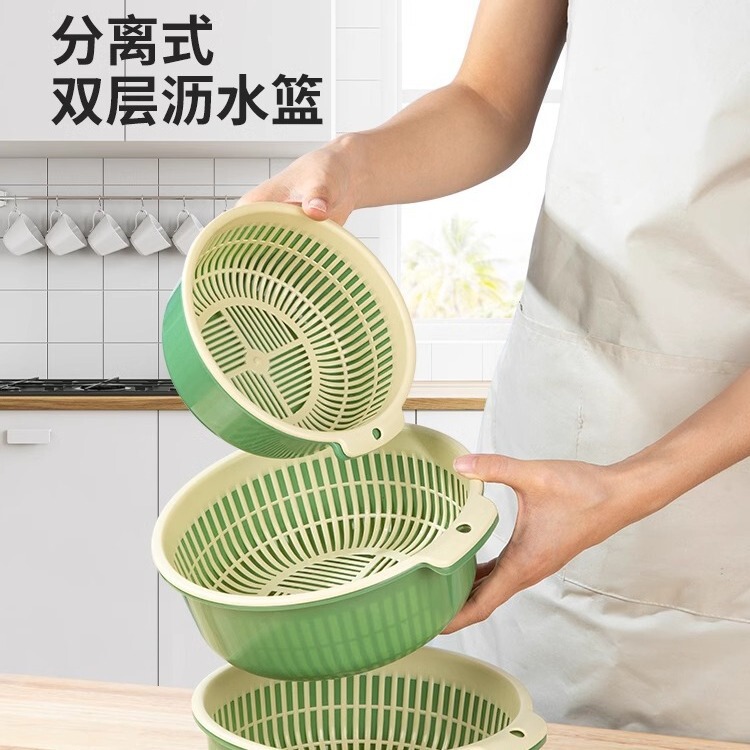 厚い二重の野菜を洗うたらいの水たまりの家庭用の台所の水洗いの果物の皿の客間は野菜かごを濾過して野菜のかごを洗います。|undefined