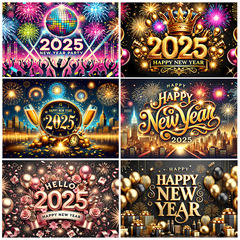 国境を越えた新しい新年の背景布アマゾン2025年のパーティー装飾写真の雰囲気は高級感がある