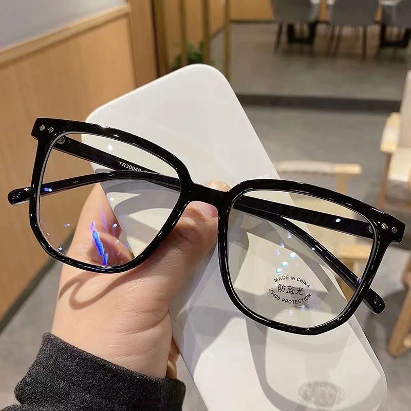 Kính gọng đen có thể tùy chỉnh theo độ cận thị, gọng dày, thời trang, gọng lớn, không cần độ cận, chống bức xạ ánh sáng xanh, tròng kính đơn giản dành cho nam và nữ.