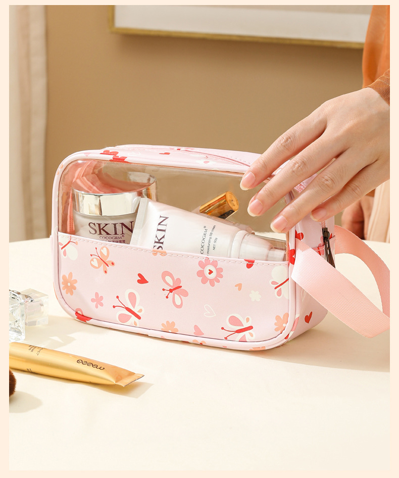 Cute Pastoral Solid Color Pu Leather Makeup Bags display picture 1