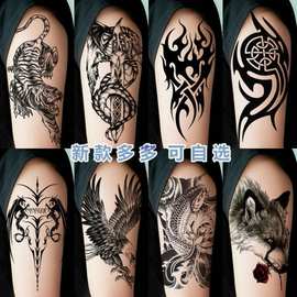 纹身贴男女防水持久手臂火焰纹 飞鹰 龙半臂图腾个性刺青贴纸