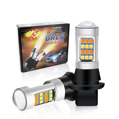 LED avtomobil iki rəngli dönmə siqnalı gündüz işığı Ba15S T20 7440 2835 42Smd