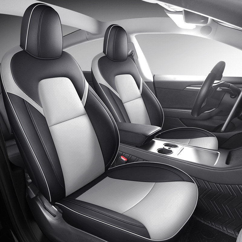 Tesla Nappa Leather Car Seat Cushion for Tesla Model 3 All Seasons (Modelə uyğun (Original) oturacaq örtükləri) - note-car-model-year-rear-row-half-cover