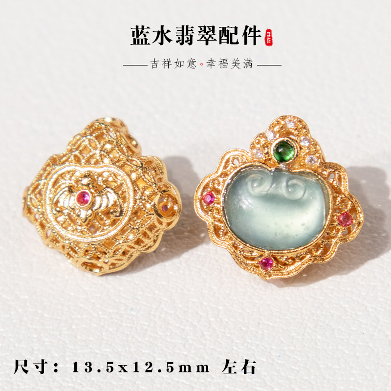 Gold-Plated Copper Accessories, Ancient-Style Bracelet Beads, DIY Handmade Inlay with Southern Red Agate and Beeswax Collection