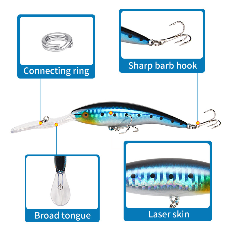 Große Elritze 17cm 23g Wobbler Angeln lockt tief tauchen künstliche harte Köder Troll ing Boot Seefisch Bass Hecht Köder Zubehör – Detail 20