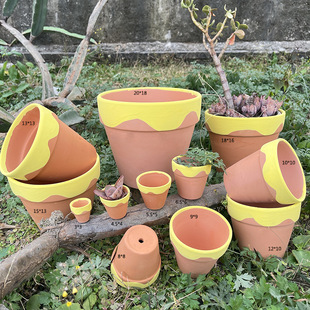 Red Pottery Honey Pot Flower Pot Sticker Character Festive Decoration Creative Christmas Green Bow Fleshy Breathable Seedling Pot