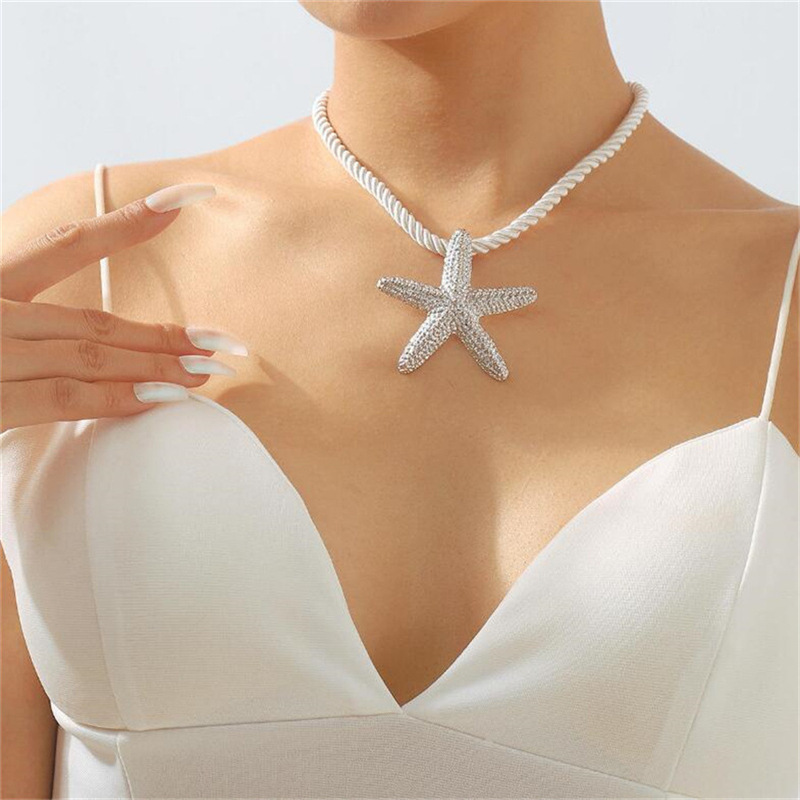 Summer Beach Ocean Series Exaggerated Starfish Necklace Women's Shell Bracelet Conch Earring Set Women_voghion.com