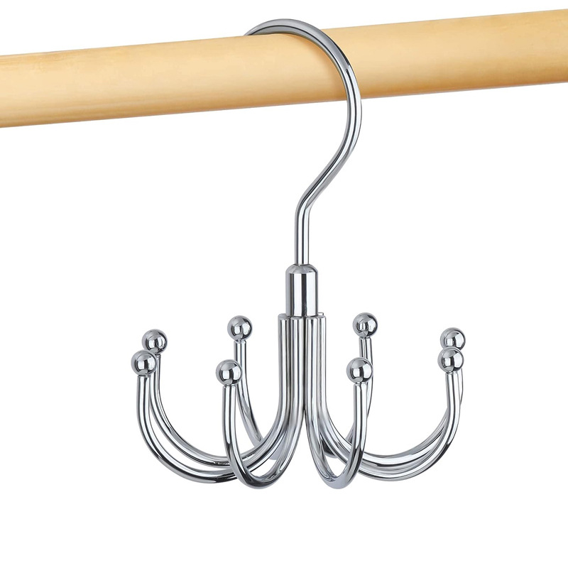 Metal 8 ganchos 6 ganchos percha de almacenamiento telescópica multifuncional correa correa colgante bolsa colgante almacenamiento gancho giratorio