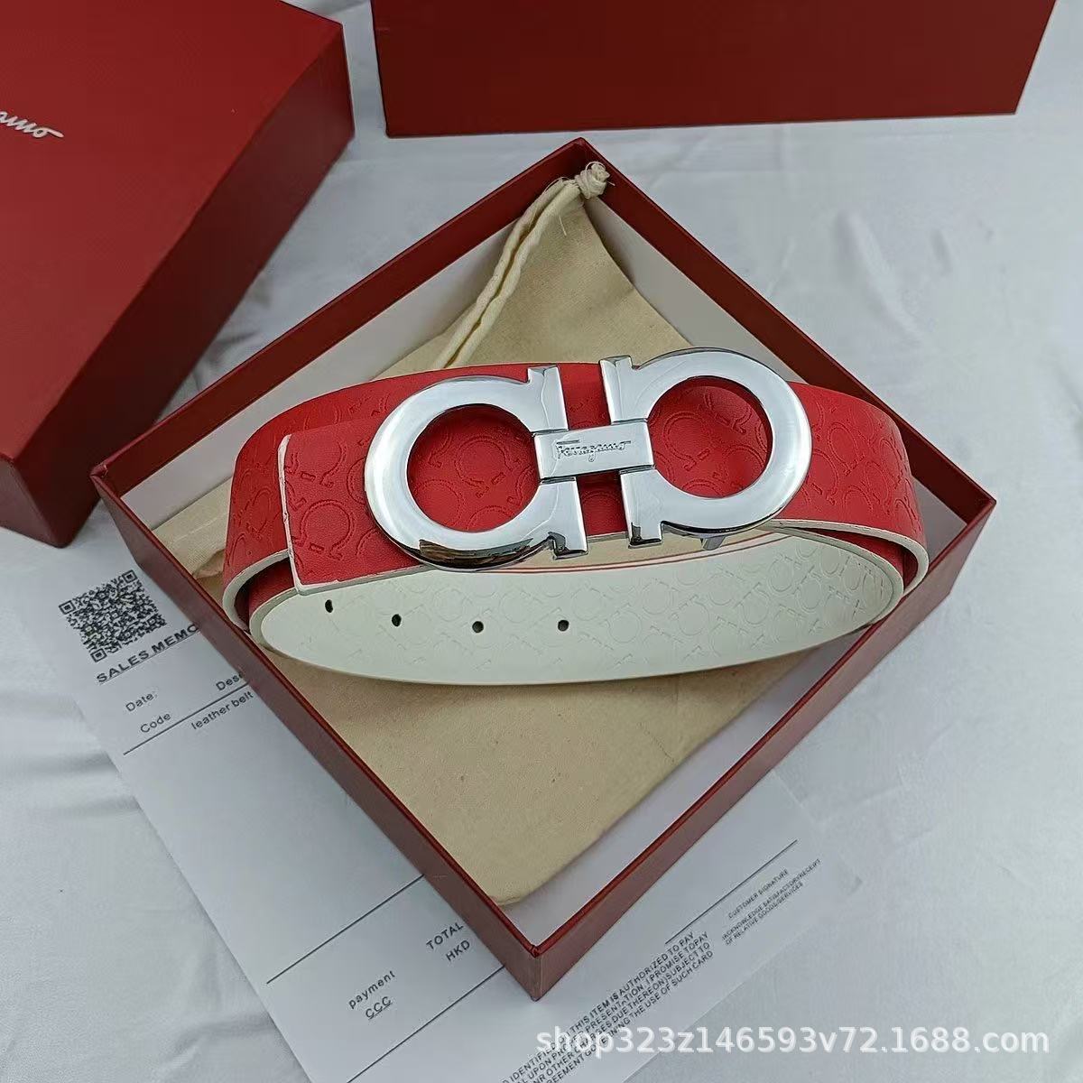 Red horseshoe pattern silver buckle [hanging buckle-gift box] / 105cm