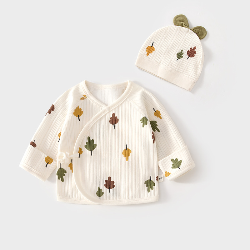 Newborn Baby Half-Back Clothing, Pure Cotton Jacquard Spring and Autumn Style, Newborn Gift Hat, Monk-Style Clothing, Baby Top