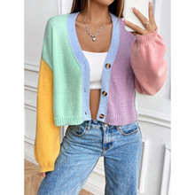 L 34163 Color-block lazy knit sweater ײɫƴ����֯ë��