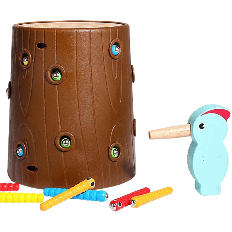 Douyin mismo estilo pájaro carpintero atrapando insectos juego de captura de insectos desarrollo intelectual educación temprana rompecabezas niños y niñas juguetes magnéticos para niños