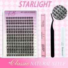 跨境欧美假睫毛套装浓密款D翘黑梗分段热熔朵毛DIY自嫁接厂家直销