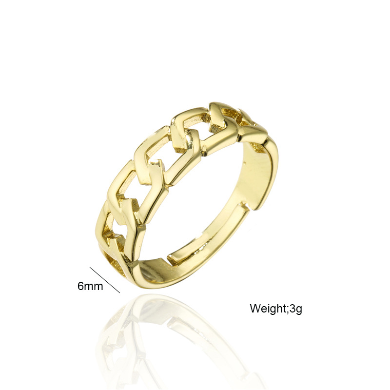 Hip-hop Gold Plating Cuban Chain Geometric Open Ring display picture 1