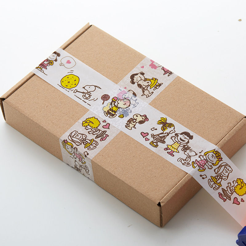 Pegatinas decorativas de dibujos animados para sellar cajas, cinta adhesiva de dibujos animados de Snoopy, popular en Instagram, entrega urgente, cinta adhesiva de dibujos animados no seca de 4,5x100m.