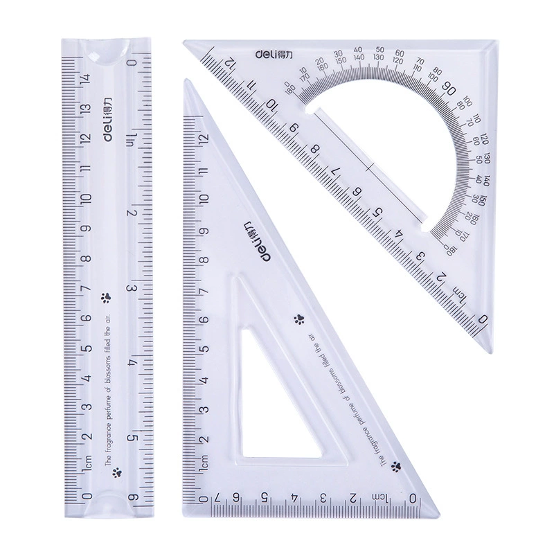 Deli 79519 Cute soft -ruler set triangle -scale corner multi -functional stationery kit (mixed)