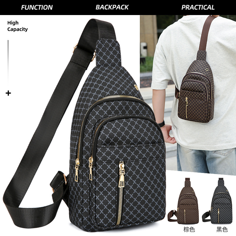 Cross-Border Chest Bag Pu Leather Retro Sling Bag Casual Sports Travel Shoulder Crossbody Bag Large Capacity Storage Mobile Phone Bag Cross-Border Chest Bag Pu Leather Retro Sling Bag Casual Sports Travel Shoulder Crossbody Bag Large Capacity Storage Mobile Phone Bag