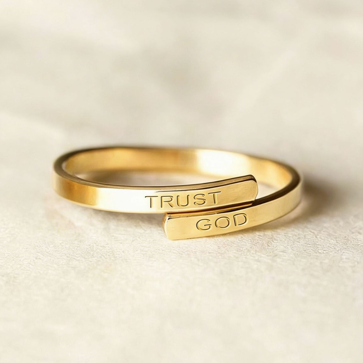 European and American Fashion New Style Hydraulic Opening Trusgt God Inspirational Cross-Border Exclusive Plain Letter Couple Rings