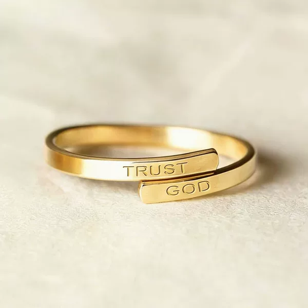 European and American Fashion New Style Hydraulic Opening Trusgt God Inspirational Cross-Border Exclusive Plain Letter Couple Rings