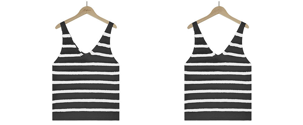 sleeveless loose v neck striped knitted vest NSWJY118210