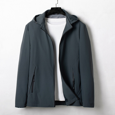 男士轻薄商务夹克牛奶丝2021春季新款上衣休闲简约带帽男外套批发|ru