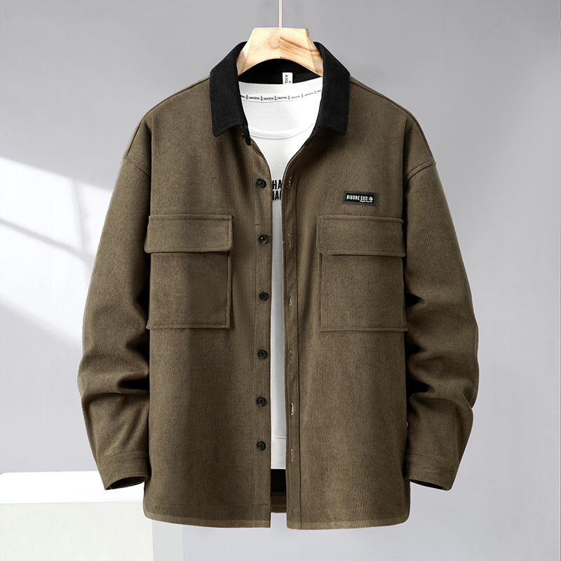 特大码350斤翻领外套男春秋季加肥加大胖子宽松休闲中式绒夹克