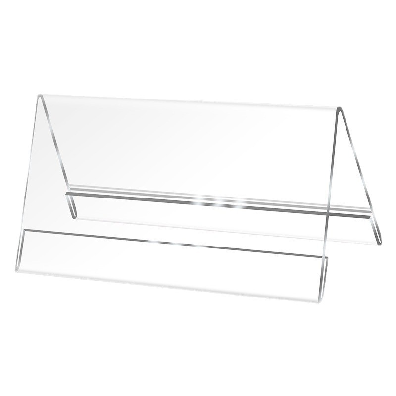 Tarjeta de mesa acrílica transparente en forma de V triángulo de reunión nombre de mesa de tarjetas de jueces asiento de mesa de tarjetas de exhibición de tarjetas al por mayor
