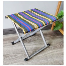 2.1斤彩条扁管折叠凳户外便携加厚铁马扎可折叠折叠椅可叠放