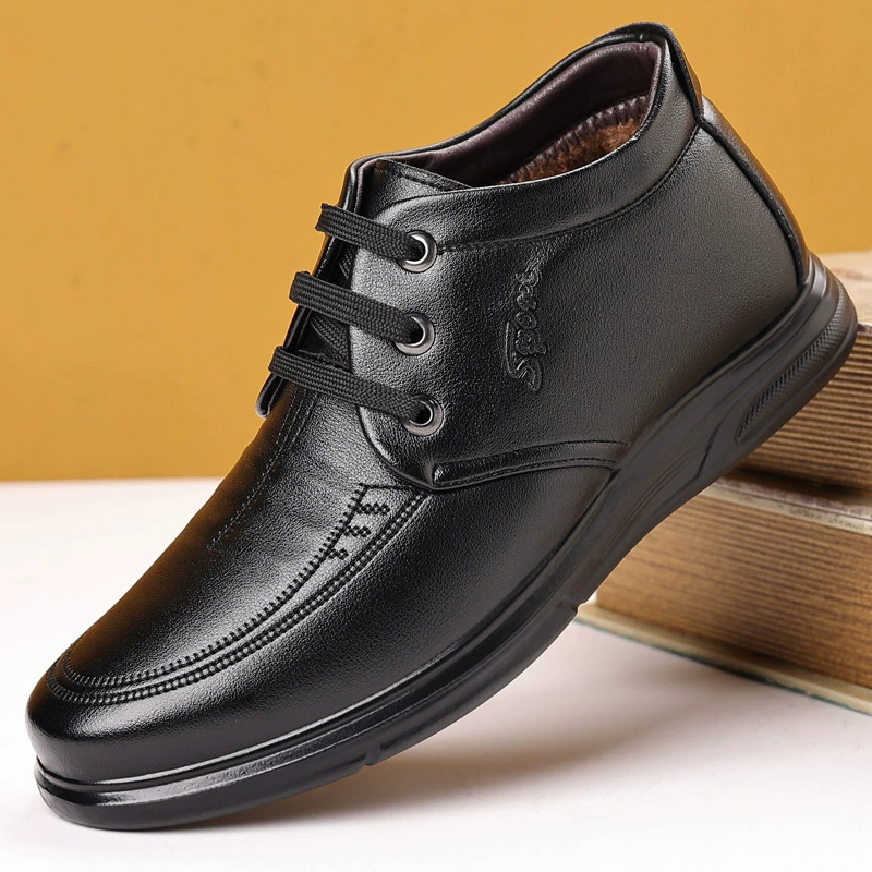 Demi-season high shoes for leather shoes, warm boots, soft sole