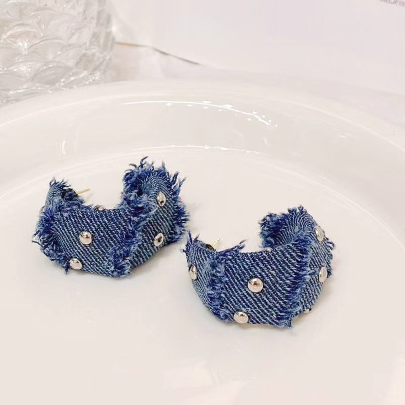 法式牛仔小众简约耳圈气质感甜酷耳环几何欧美饰品女饰品设计圆环|undefined