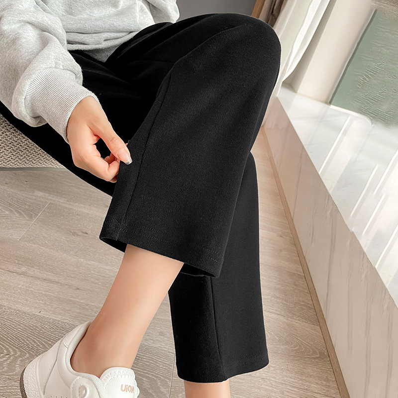 春秋九分孕婦運動褲女小個子寬鬆直筒顯瘦八分闊腿顯瘦休閒衛褲子