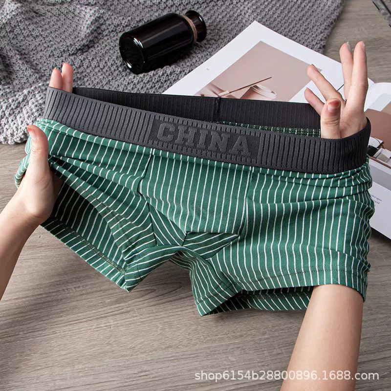 Мужское хлопковое нижнее белье в полоску в гонконгском стиле с принтом, каждое из них Индивидуально упаковано, начиная с цельной доставки производителя.