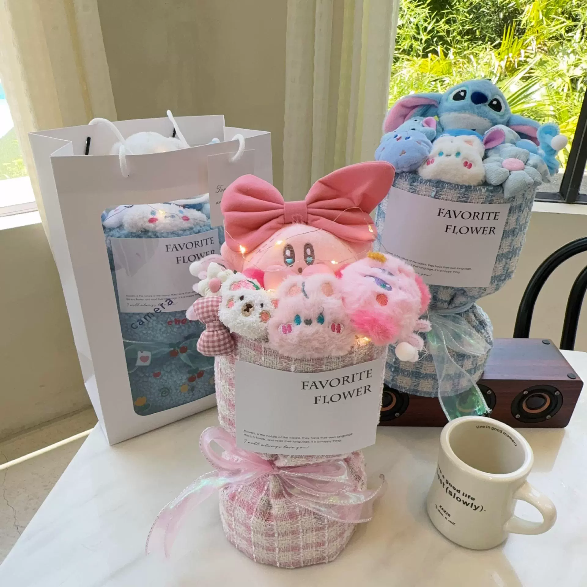 Плюшевый букет (Sanrio) assorted мультяшные куклы в льняном мешке с открыткой — подарок друзьям