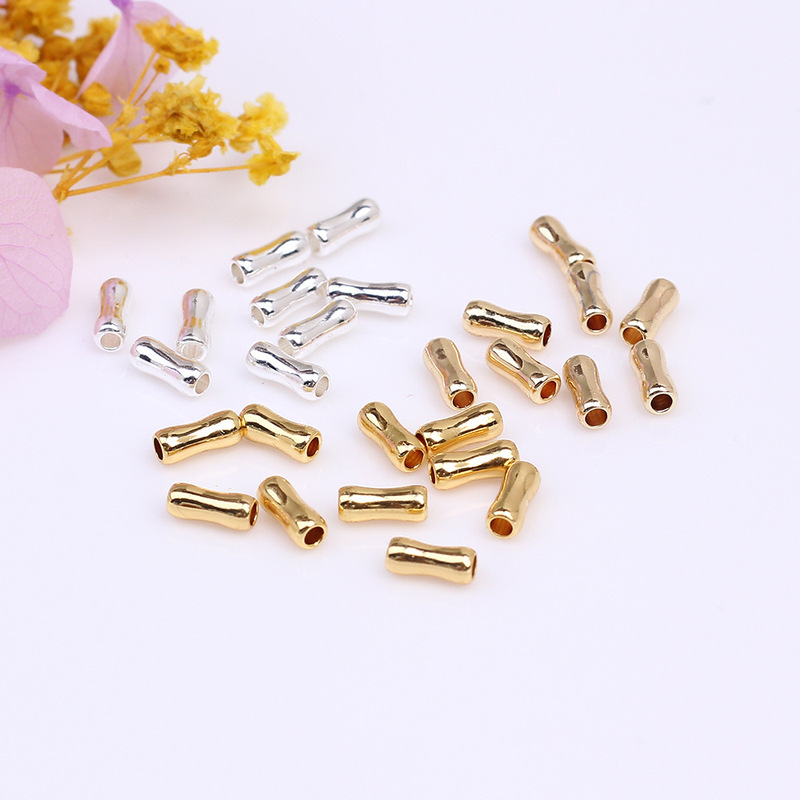 14K gold color bamboo beaded bone bracelet necklace beaded diy jewelry accessories material wholesale