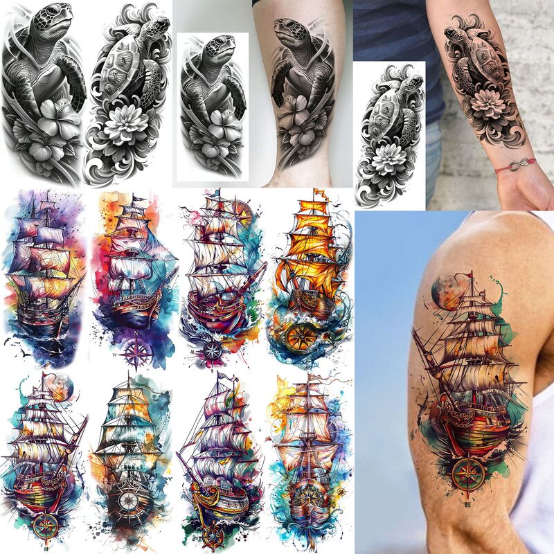 Cross-border sailing series ready-to-ship tattoo stickers for arms and calves, realistic stickers for Amazon TK, European and American Tattoo Cross-border sailing series ready-to-ship tattoo stickers for arms and calves, realistic stickers for Amazon TK, European and American Tattoo