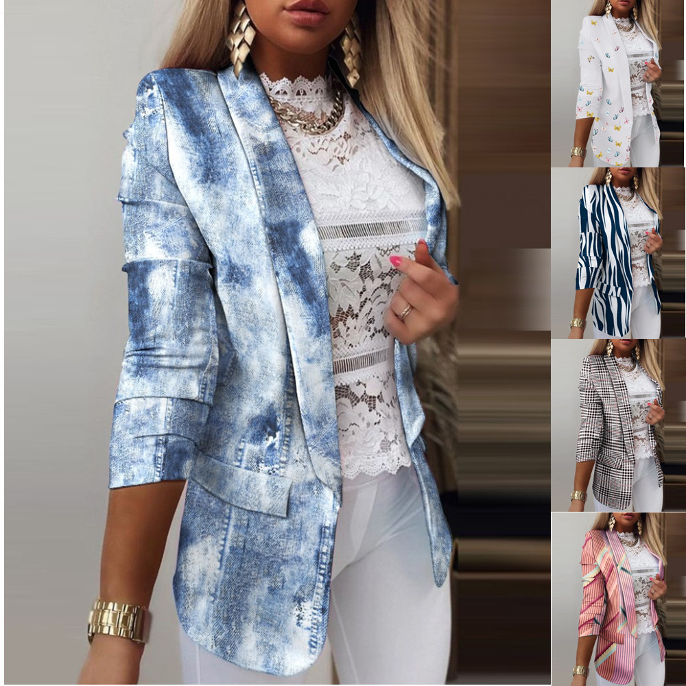 Long-Sleeved Tie-Dye Slim Top Suit Jacket NSBTY74085