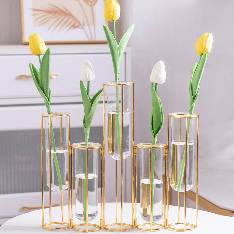 Creativo florero de cerámica de vidrio hidropónico flor seca planta verde floral decoración de hierro sala de estar mesa de comedor TV decoración del gabinete