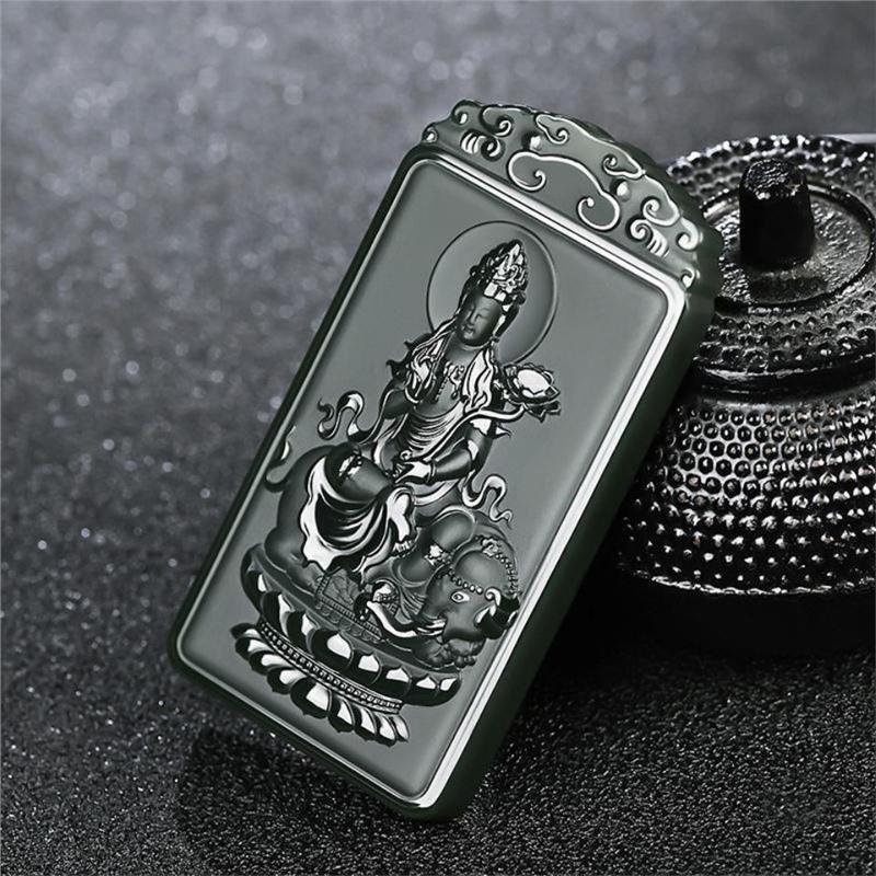 남성과 여성을위한 천연 HETIAN 옥 녹색 옥 연꽃 GUANYIN 브랜드 펜던트 옥 펜던트 부처님 목걸이 제조 업체