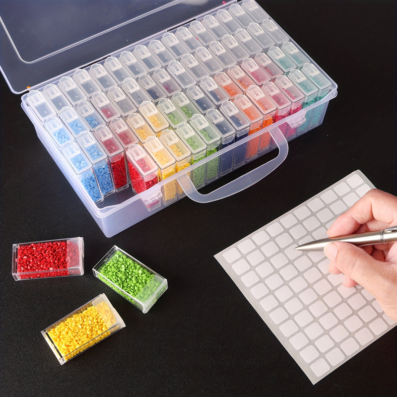 64 Special Tools Dust-proof Storage Box Rice Bead Storage Box Handmade Diamond Painting Tool Accessories Plastic Box