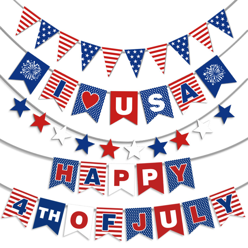 2025 Independence Day Party Decoration Flag Fireworks Love Five-pointed Star USA Stars and Stripes Banner Wholesale 2025 Independence Day Party Decoration Flag Fireworks Love Five-pointed Star USA Stars and Stripes Banner Wholesale