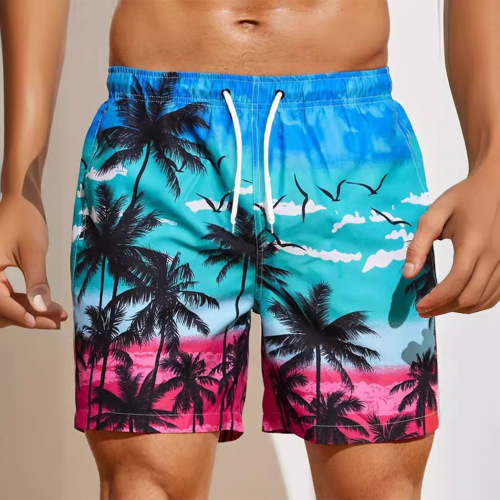 2025 Western and Eastern Cross-Border Loose Beach Shorts Spring Beach Surf Shorts 3D Printed Pattern Trendy Men's Short Pants