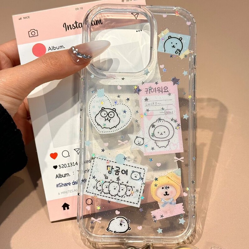 glitter kitty cat meter rabbit pendant for iPhone16 apple 15ProMax/14 phone case 13 creative
